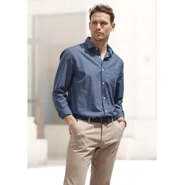 H.I.S. Langarmhemd H.I.S, Herren, Gr. S (37/38), N-Gr, blau (dunkelblau), Web, Obermaterial: 100% Baumwolle, unifarben, regular fit, Rundhals, Manschette, Hemden, mit Kentkragen, Oxford-Qualität aus reiner Baumwolle