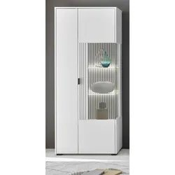Furn.Design Vitrine in weiß matt Wohn- und Esszimmer Vitrinenschrank 75 x 180 cm Merced