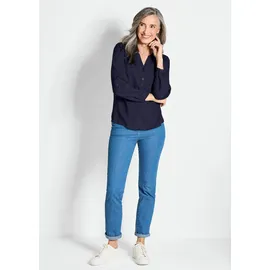 GOLDNER Elegante Viskosebluse mit V-Ausschnitt Blau 38