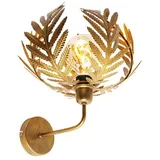 QAZQA - Landhaus I Vintage Vintage Wandleuchte Gold I Messing - Botanica I Wohnzimmer I Schlafzimmer - Stahl Organisch - LED geeignet E27