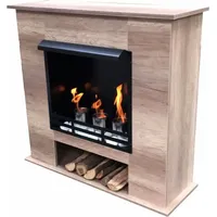 Ethanol und Gelkamin Kamin Modell Rustikal Eiche Hell inkl. 27 teil. Set - Braun/Schwarz