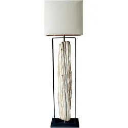 SalesFever Stehleuchte | Gestell Treibholz / Schirm Leinen | B 40 x T 20 x H 165 cm | Natur – Beige