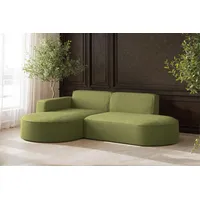 Kaiser Möbel - Ecksofa, Sofa L-Form Designer Modena Studio - Schlafsofa, Modern Design Couch - Freistehende Sofa Wohnzimmer - Seite Links - Stoff Quelle - Farbe Olive - 165x236x78 cm