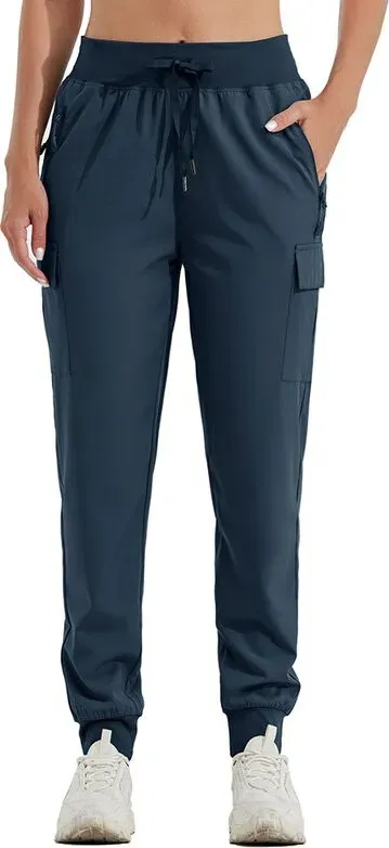 Willit Damen Hüftschnepser für Wanderungen, leichte, sportliche, Outdoor-Jogginghöschen, schnelltrocknend, freundlich, marineblau, Größe L