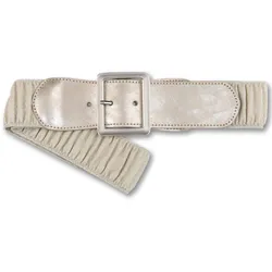 Stretchgürtel BERND GÖTZ, Damen, Gr. 75, beige, Kunstfaser, Glitzer, unifarben, Gürtel, mit Metallic-Look
