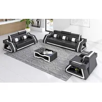 JVmoebel Wohnzimmer-Set Komplette Couchgarnitur Sofagarnitur Sessel Sofa 3tlg Sofas, (3-St., Nur Sofa 2+3 Sitzer + Sessel), Made in Europe schwarz