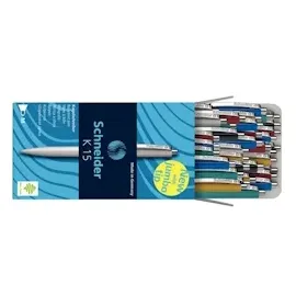 Schneider Kugelschreiber K15 farbsortiert, Schreibfarbe: blau, 50 St.