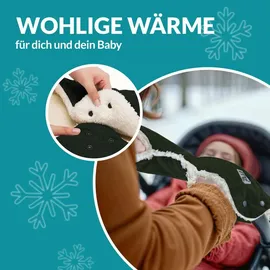monzana Fußsack Kinderwagen Baby Winter mit Handwärmer Reflektoren Reißverschluss Buggy Waschbar Babyschale Schlafsack Kuschelig, Anthrazit | Monzana