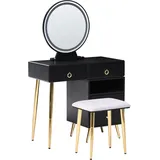 Beliani Schminktisch mit Led-spiegel 6 Schubladen Hocker YVES