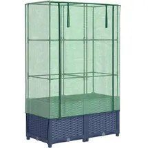 vidaXL Hochbeet mit Gewächshaus-Aufsatz Rattan-Optik Grau 80 x 138 x 40 cm