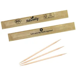 12000x Zahnstocher aus Holz rund in ECO-Papier gehüllt Ø2mm 65mm