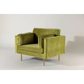 VCM Sessel Boom Textil 110 x 84 x 86 cm Grün/Gold mit Kissen