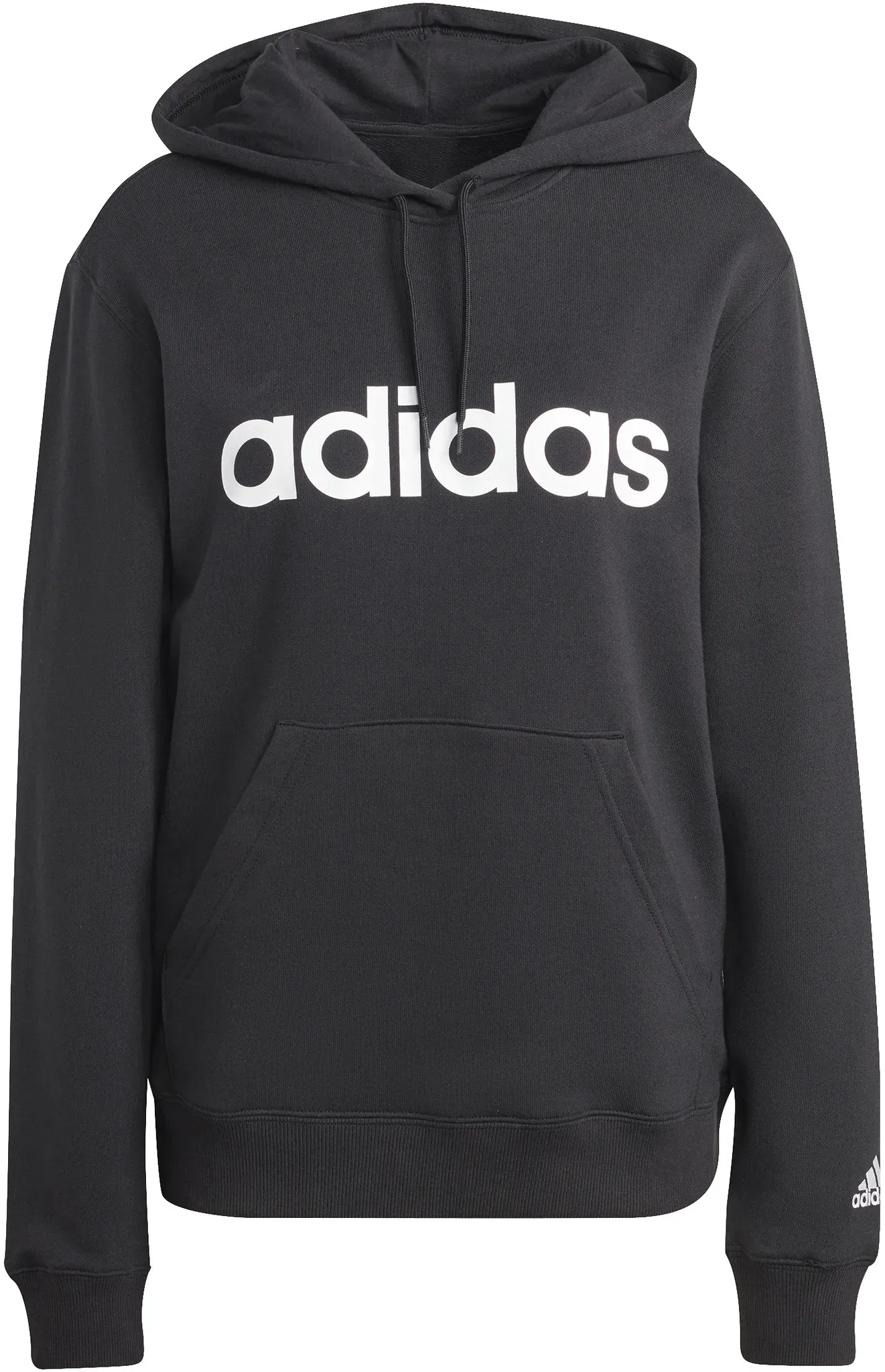 adidas W LIN FT Damen Hoodie schwarz/weiß - XS