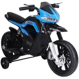 Homcom Kindermotorrad Kinder-Elektromotorrad Elektro-Motorrad für Kinder 3-6 Jahren Licht Musik MP3 Elektrofahrzeug mit Stützrädern maximal 3 km/h Metall + Kunststoff Blau 105 x 52,3 x 62,3 cm