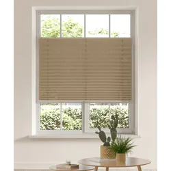 Plissee MY HOME "DAHRA - in Crush-Optik" Gr. 8, beige (sand), B:110cm H:130cm, Obermaterial: 100% Polyester, Plissees, Fixmaß, Bestseller mit über 5500 4,5-Sterne-Bewertungen, Klemmträger