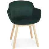 Polsterstuhl Skandinavisch Grün | 59x54x80cm | Armlehnen | Samtbezug & Eichenbeine | Esszimmer | Kadima Design