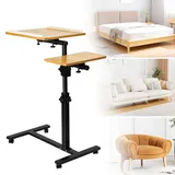 Drumm Betttisch für Laptop, Betttisch mit Rollen, höhenverstellbar, mit feststellbaren Rollen, Stehpult, mobiler Computertisch, faltbar, 60 x 34,5 x 58 – 90 cm