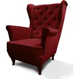 beautysofa Chesterfield-Sessel, Bordeaux, 1-Sitzer, 82x102x92 cm, Wohnzimmer, Sessel, Ohrensessel