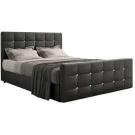 kaiser möbel Boxspringbett mit bettkasten und matratze 160 cm x 200 cm, Schlafzimmerbett ROMA Kunstleder Schwarz H3 - Schwarz