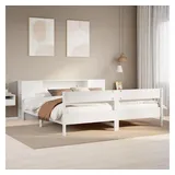 vidaXL vidaXL, Bett, Bett mit Regal ohne Matratze Weiß 180x200 cm) Kiefer (180 x 200