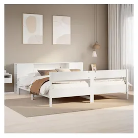vidaXL vidaXL, Bett, Bett mit Regal ohne Matratze Weiß 180x200 cm) Kiefer (180 x 200