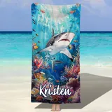 MJARTORIA Personalisiert Strandtuch Microfaser Badetuch mit Namen Kinder Damen, Beach Towel Handtuch Badetuch Stranddecke Schnelltrocknend für Reise Schwimmen Sauna Yoga Fitness 60x120cm Mikrofaser