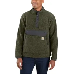 Herren Fleece-Jacke RELAXED FIT FLEECE PULLOVER, basil heather, Größe XL - grün - XL