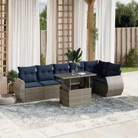 vidaXL Gartensofa-Set 7-tlg. grau