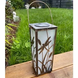 ez solar LED Solar Metall Deko Tischleuchte eckig mit 5 warmweißen LED, inklusive AAA Akku austauschbar