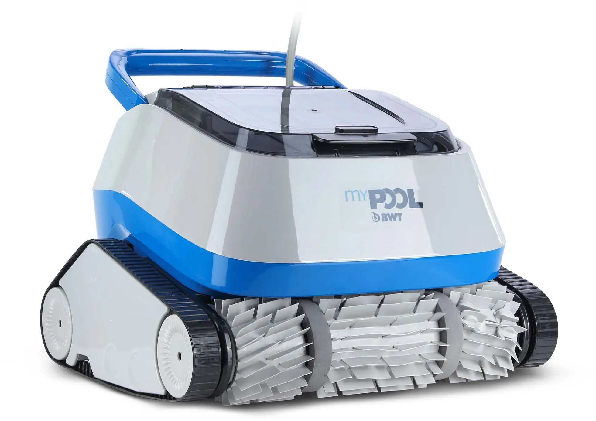 Poolroboter MY POOL BWT "POOLROBOTER POWER ONE4ALL" Poolbodensauger grau reinigt Boden, Wand und Wasserlinie