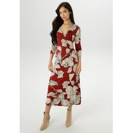 Aniston SELECTED Jerseykleid Midi Geblümt Rot/Schwarz/Weiß 34
