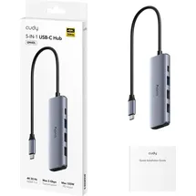Cudy 5-in-1 USB-C Hub, with 4K HDMI, - Grau/Silber
