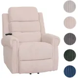 Mendler Fernsehsessel HWC-K63, Relaxsessel, Liegefunktion Aufstehhilfe Massage Heizfunktion, Stoff (220g/m2) Cord ~ creme-weiß
