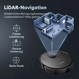 Ultenic Staubsaugerroboter mit Wischfunktion,150min Laufzeit,420W/5000pa,automatisches Aufladen,Sprachsteuerun ,LiDAR Lasernavigation,55db - Schwarz