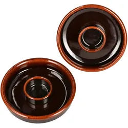 2x Juego Tapas Schale Ø17,8cm Olivenschale Ton-Cazuela mit Kernablage Antipasti
