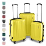 Easy Move ABS Hartschalenkoffer [ERGONOMISCH & SICHER] - Großer Trolley Koffer mit 360° Rädern, Zahlen Schloss - reisekoffer groß, hartschalenkoffer, Luggage (Yellow, Set) *