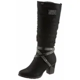 Rieker RIEKER, Winterstiefel mit stylischem Zierriemchen schwarz, 42 (8), Normalschaft, Nubuklederimitat, kontrastfarbene Details, elegant, Schuhe, Blockabsatz, Rieker TEX-Membran,
