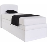 Westfalia Schlafkomfort Boxspringbett, wahlweise mit Bettkasten und 2 Matratzenqualitäten, weiß , 95046201-0 Microvelours mit Bettkasten-Öffnung links-Kaltschaum-Topper,
