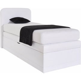 Westfalia Schlafkomfort Boxspringbett, wahlweise mit Bettkasten und 2 Matratzenqualitäten, weiß , 95046201-0 Microvelours mit Bettkasten-Öffnung links-Kaltschaum-Topper