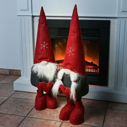 Wichtel ALFRED Dekofigur Bart Herz Teleskopbeine rot grau Weihnachten ausziehbar