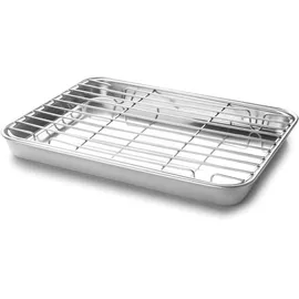 Lacor - 15562 - Essential Rack-Tablett, Backblech, herausnehmbarer Rost, Edelstahl, Backofenfest, Gefrierfest, 25x15x2 c+D15m