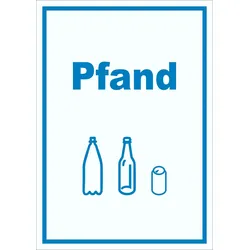 Pfand Mülltrennung Schild Text Symbol Flasche Dose Mehrweg Geld hochkant A5 (148x210mm)