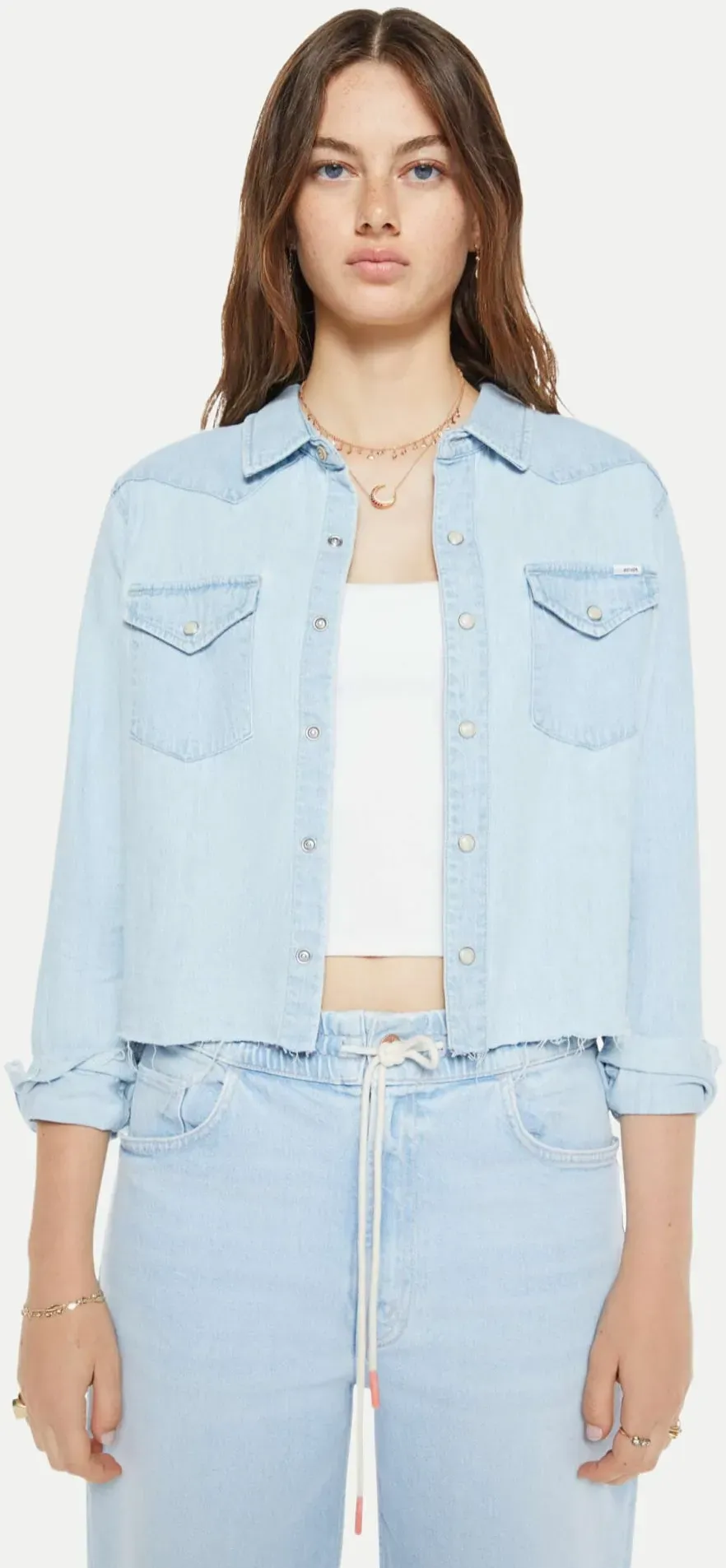 The super exes crop step fray Blau S