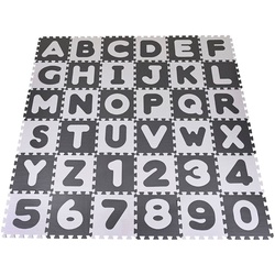 Knorrtoys® Puzzle Alphabet + Zahlen, grau-weiß, 86 Puzzleteile, Puzzlematte, Bodenpuzzle grau|weiß