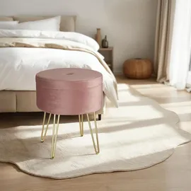 Tectake Sitzhocker Ava Samtoptik 38 x 45 x 38 cm Rosa