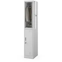 Jan Nowak Spind Metall Schliessfachschrank 2 Fächer abschliessbarer Metallschrank 32 x 45 cm Sozialschrank mit Belüftung Kleiderstange robust für Umkleideraum