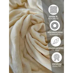 Winter Teddyplüsch Spannbettlaken 140-160x200cm Beige flausch kuschelig