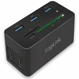 Logilink UA0370 USB-C Dock 10-in-1-Anschluss, mit PW (Power Delivery), Schwarz