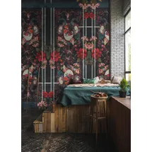 Living Walls Vintage-Florale Vliestapete 2,7 m x 0,02 m 1 St Blau/Rot/Schwarz