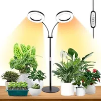 Niello Grow Lampe, 2Kopf LED Pflanzenleuchte für Zimmerpflanzen, Vollspektrum-Wachstumslampe, 3/9/12H Timer, 10 dimmbare Stufen, 3 Beleuchtungsmodi, verstellbare Höhe